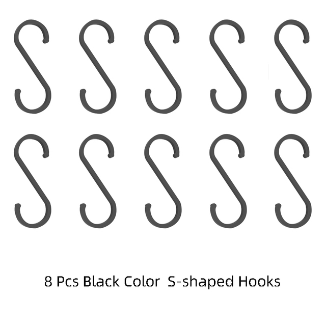 8PCS S Shape Hooks Kitchen Home Multi-function Railing Hanger Hook Clasp Holder Hooks for Hanging Bathroom Utensils Storage Tool