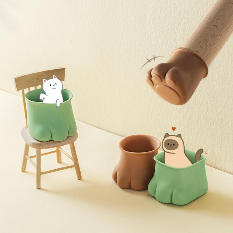 4pcs Cat Silicon Furniture Leg Protection Cover  Table Feet Pad Floor Protector Anti-slip Table Legs Protector Multi Sizes