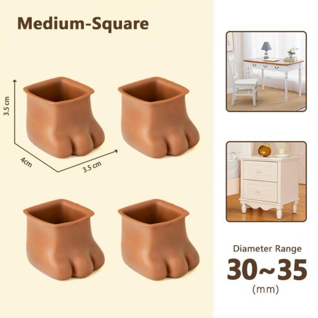 4pcs Cat Silicon Furniture Leg Protection Cover  Table Feet Pad Floor Protector Anti-slip Table Legs Protector Multi Sizes