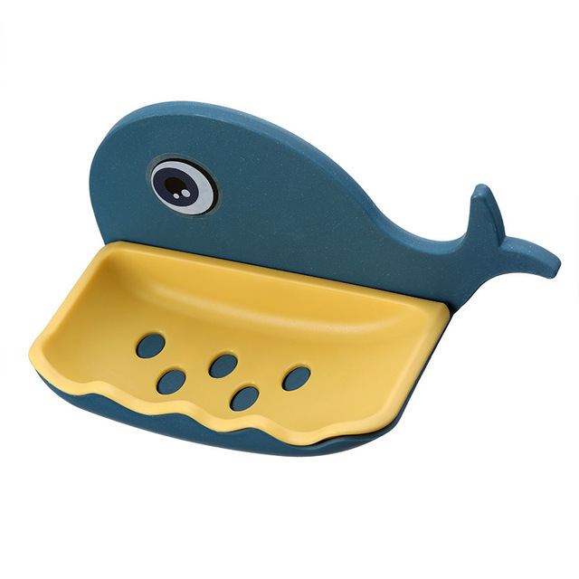 Cute Whale Shaped Punch-free Soap Box Bathroom Drain Soap Holder Bathroom Wall Hanging Rack Bathroom Storage Shelves