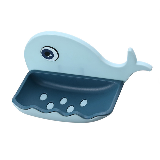 Cute Whale Shaped Punch-free Soap Box Bathroom Drain Soap Holder Bathroom Wall Hanging Rack Bathroom Storage Shelves