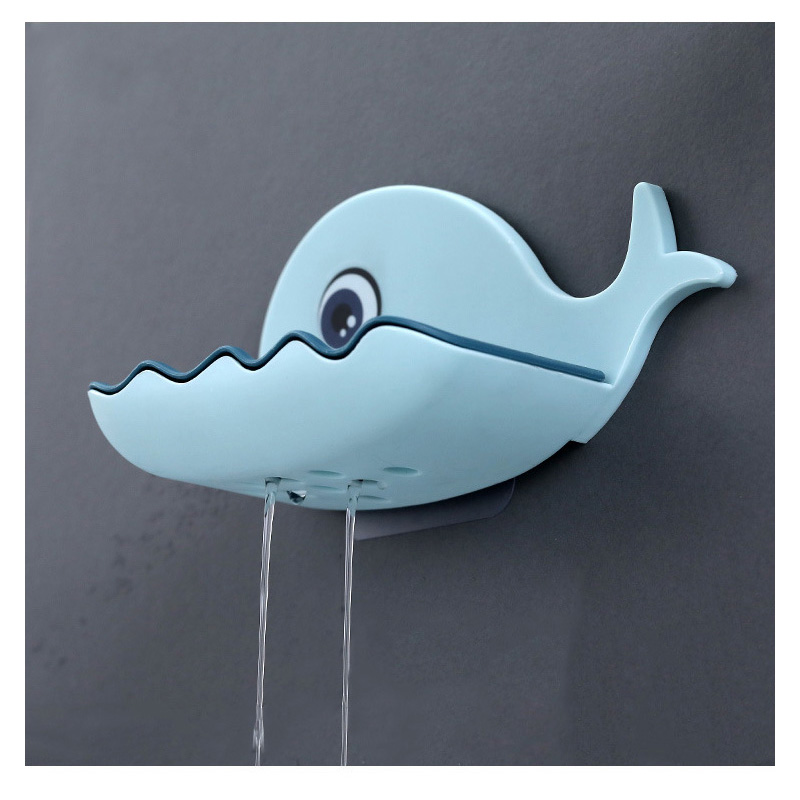 Cute Whale Shaped Punch-free Soap Box Bathroom Drain Soap Holder Bathroom Wall Hanging Rack Bathroom Storage Shelves