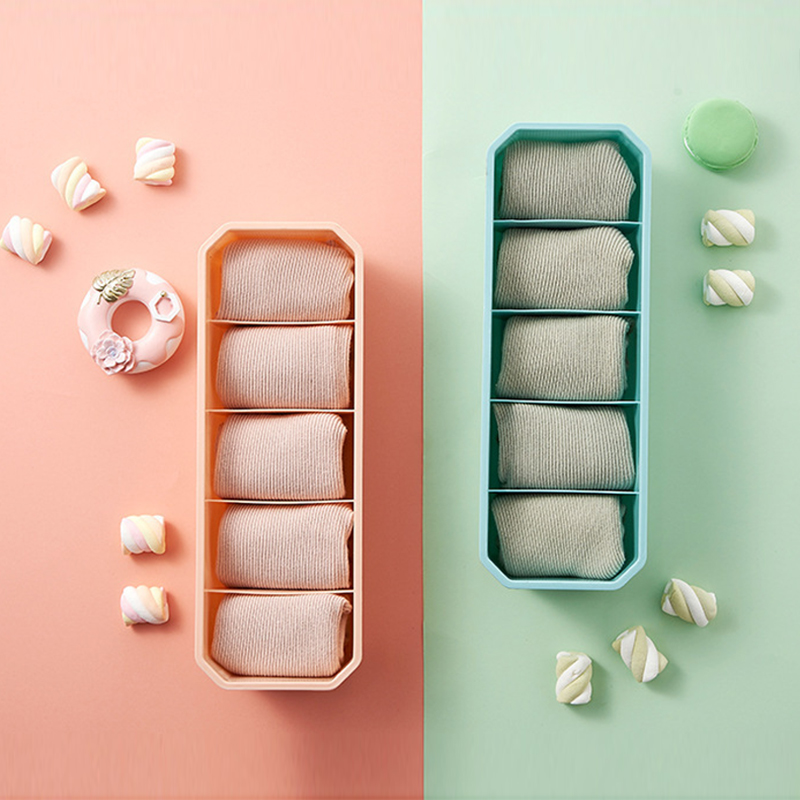 5 Grids Compartment Divided Drawer Organizer Divider Underwear Clothes PP Box Closet for Case Ties Socks Bra Storage Bin For