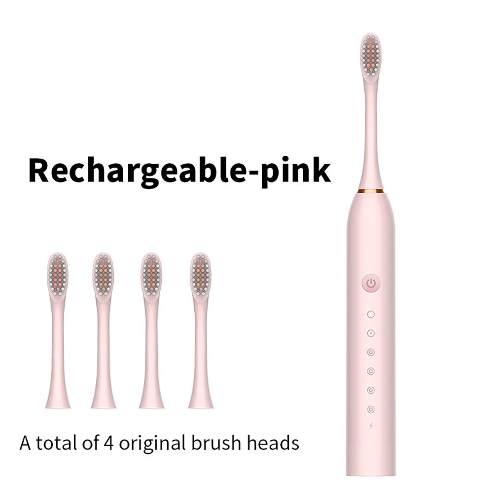 USB Sonic Electric Toothbrush for Adults Kids Smart Timer Rechargeable 6Mode Whitening Toothbrushes IPX7 Waterproof 4 Brush Head