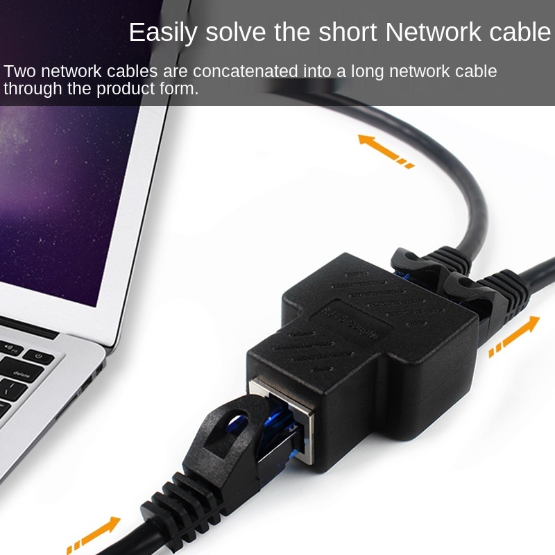 Network cable connector Black Ethernet Adapter Lan Cable Extender Splitter for Internet Connection Cat5 RJ45 Splitter Coupler Contact Modular Plug