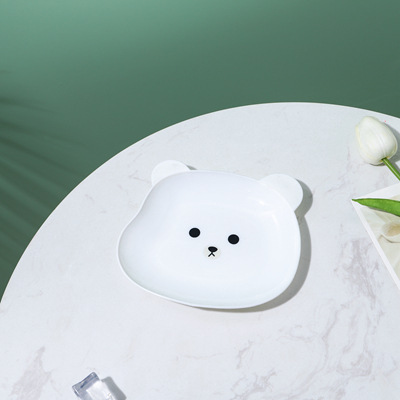 kitchen accessories Cute Bear Bowl Plate Set Tableware Kawaii Reusable Plastic Breakfast Salad Yogurt Bowl Snack Dish for Kitche