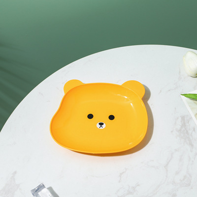 kitchen accessories Cute Bear Bowl Plate Set Tableware Kawaii Reusable Plastic Breakfast Salad Yogurt Bowl Snack Dish for Kitche