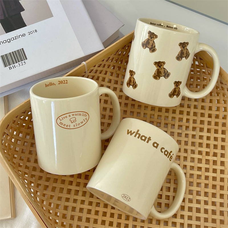 Korean Style Cartoon Bear Mug Cute Water Cup Heat-resistant Cream Ceramic Cup