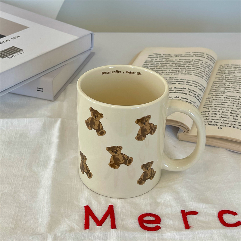 Korean Style Cartoon Bear Mug Cute Water Cup Heat-resistant Cream Ceramic Cup