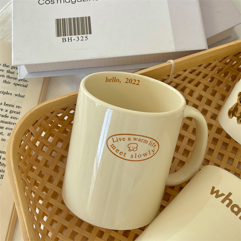 Korean Style Cartoon Bear Mug Cute Water Cup Heat-resistant Cream Ceramic Cup