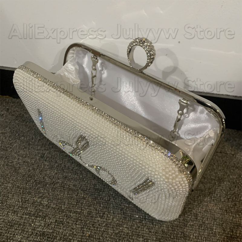 Wedding White Clutch I Do Letter Evening Bags For Women Bridal Clutches Bag Rhinetsone Pearl Beading Wedding Party Handbag Trend