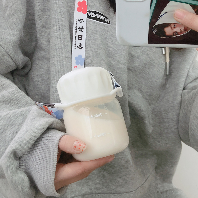 ins Small Capacity Glass Water Bottles Portable Cute Milk Coffee Mugs Transparent Thicker Frosted Mini Straight Drinking Cup