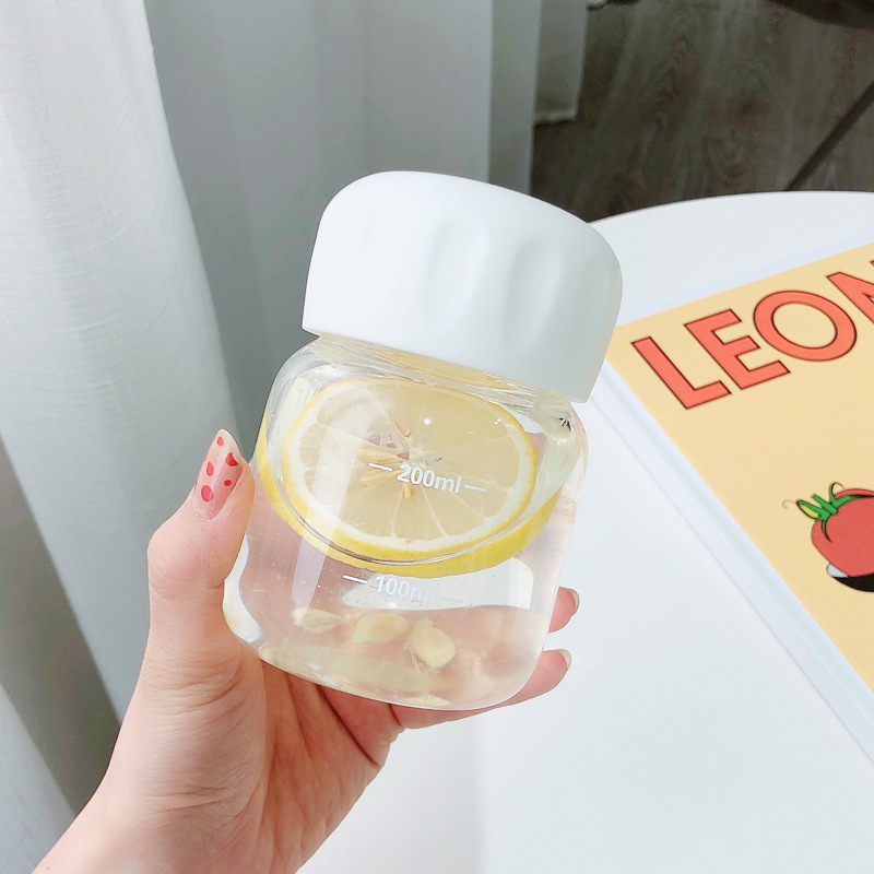 ins Small Capacity Glass Water Bottles Portable Cute Milk Coffee Mugs Transparent Thicker Frosted Mini Straight Drinking Cup