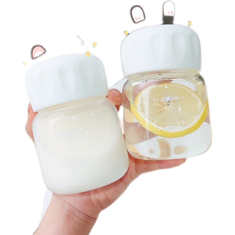 ins Small Capacity Glass Water Bottles Portable Cute Milk Coffee Mugs Transparent Thicker Frosted Mini Straight Drinking Cup