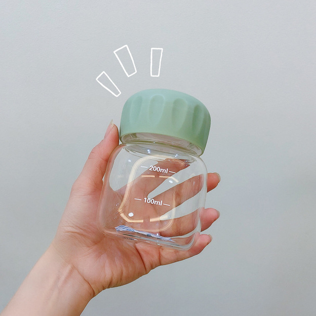 ins Small Capacity Glass Water Bottles Portable Cute Milk Coffee Mugs Transparent Thicker Frosted Mini Straight Drinking Cup