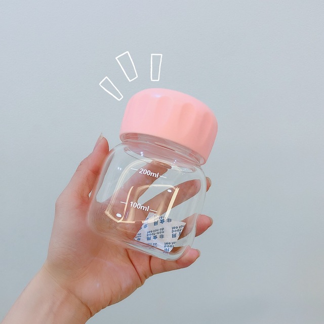 ins Small Capacity Glass Water Bottles Portable Cute Milk Coffee Mugs Transparent Thicker Frosted Mini Straight Drinking Cup
