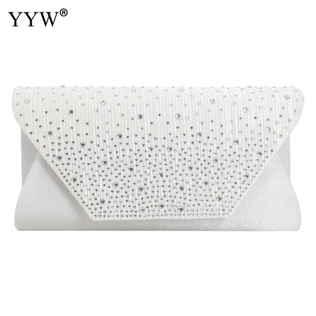 Evening Clutch Purses Satin Diamonds Elegant Women's Clutch Bag Fashion Dress Purse Luxury Handbags for Wedding Bridal 8 Colors