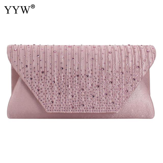 Evening Clutch Purses Satin Diamonds Elegant Women's Clutch Bag Fashion Dress Purse Luxury Handbags for Wedding Bridal 8 Colors