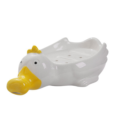 Cute Duck Soap Tray Soap Dish Duck Soap Holder Self Draining Soap Rack Soap Saver Sponge Container for Shower Bathroom Tub Kitch