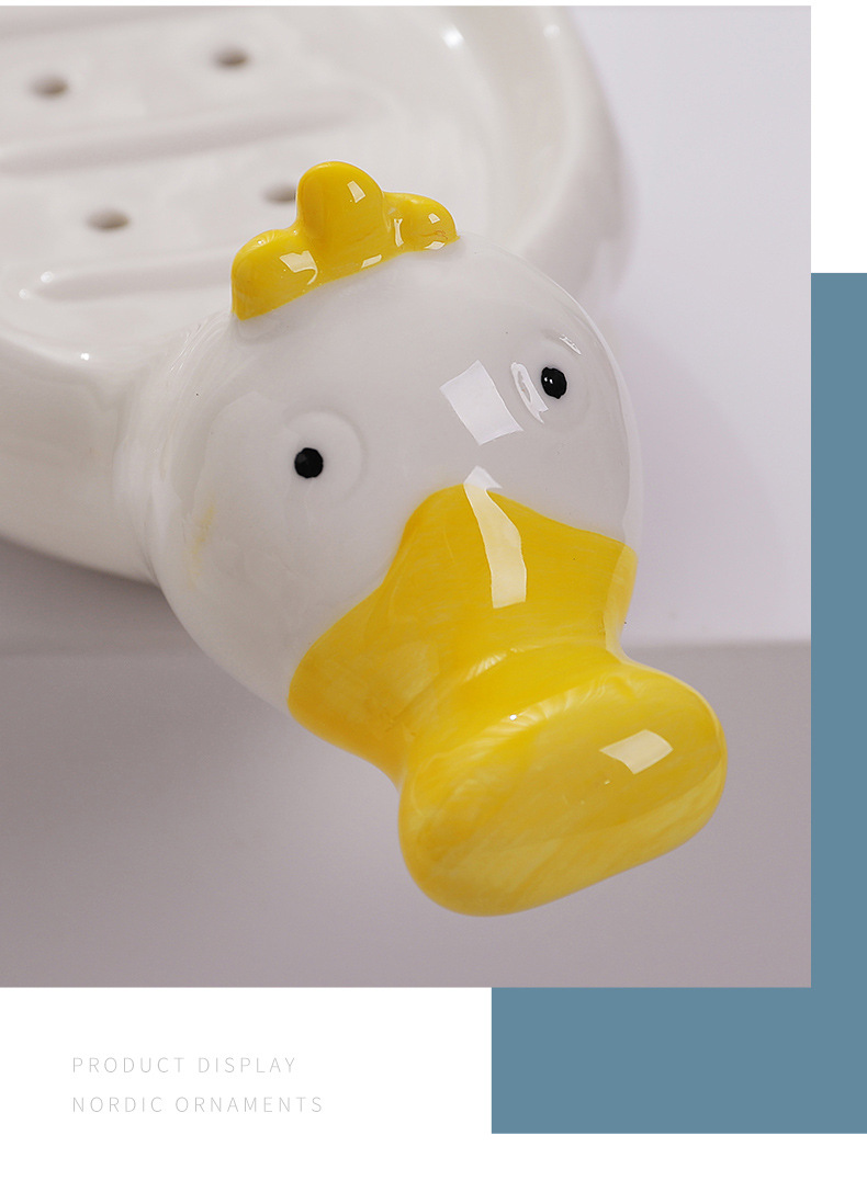 Cute Duck Soap Tray Soap Dish Duck Soap Holder Self Draining Soap Rack Soap Saver Sponge Container for Shower Bathroom Tub Kitch