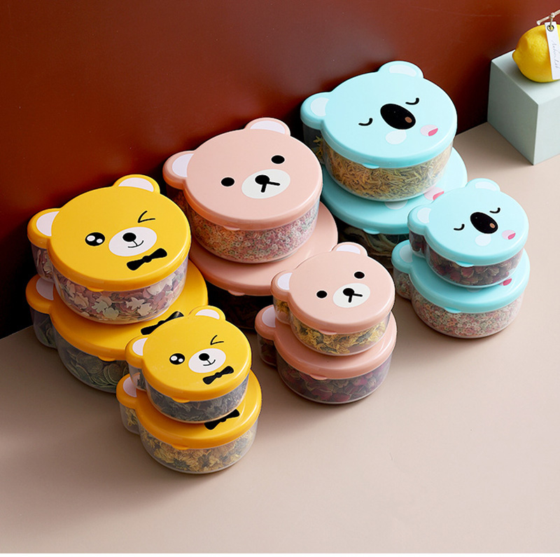 4pcs Children Plastic Cartoon Cute Bento Box Japanese Outdoor Food Storage Container Kids Student Microwave Lunch Box Utensils