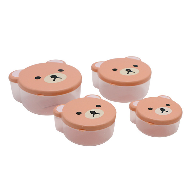 4pcs Children Plastic Cartoon Cute Bento Box Japanese Outdoor Food Storage Container Kids Student Microwave Lunch Box Utensils