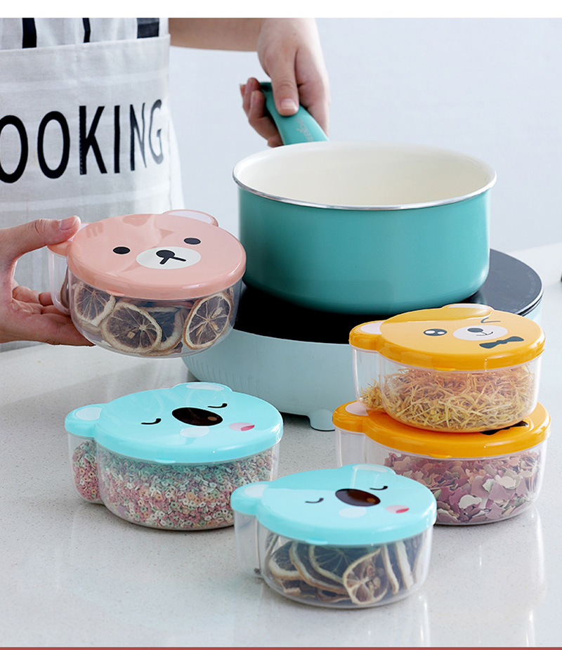 4pcs Children Plastic Cartoon Cute Bento Box Japanese Outdoor Food Storage Container Kids Student Microwave Lunch Box Utensils