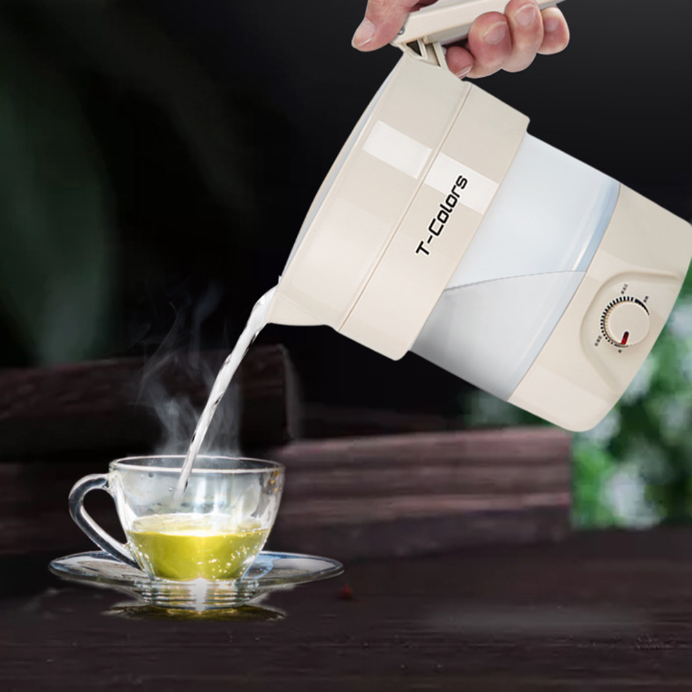 Folding Electric Kettle Portable Cooking Boiling Pot Handheld 800ML Automatic Coffee Pot 110V- 220V Water Boiler for Travel Home