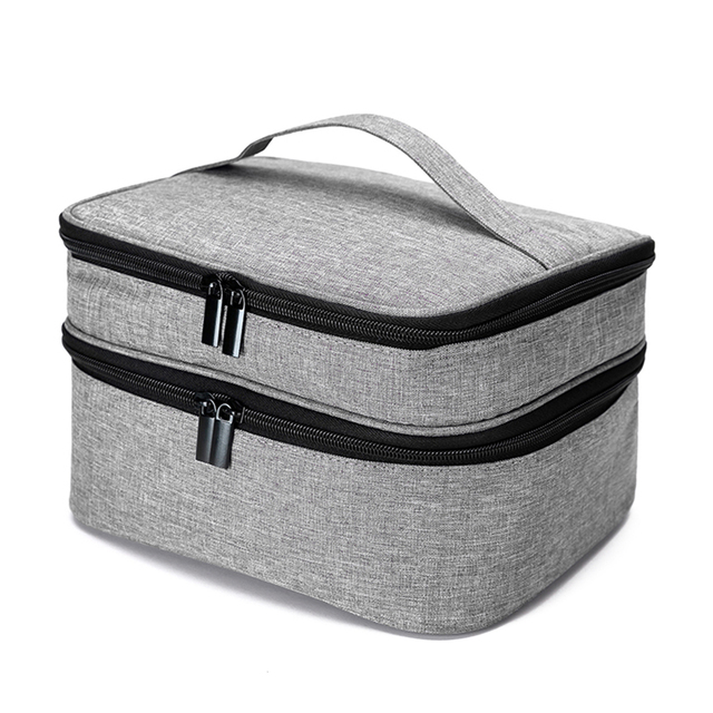 Nail Polisher Storage Bag Portable Manicure Tools Bag Double Layer Large Capacity Perfume Lipstick Organizer for Travel Daily