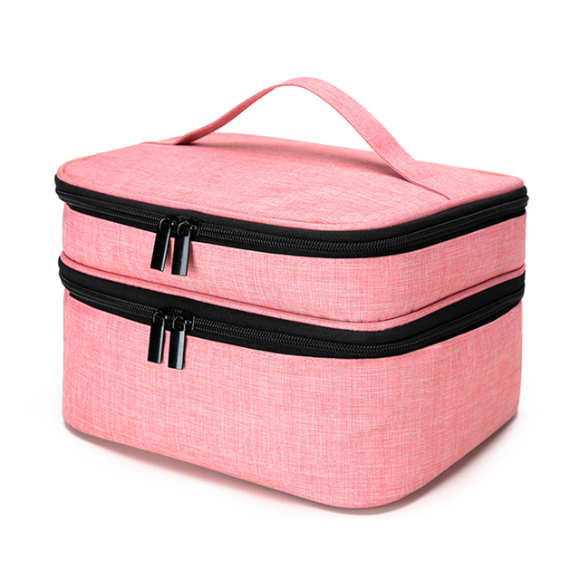 Nail Polisher Storage Bag Portable Manicure Tools Bag Double Layer Large Capacity Perfume Lipstick Organizer for Travel Daily