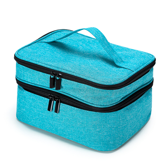 Nail Polisher Storage Bag Portable Manicure Tools Bag Double Layer Large Capacity Perfume Lipstick Organizer for Travel Daily