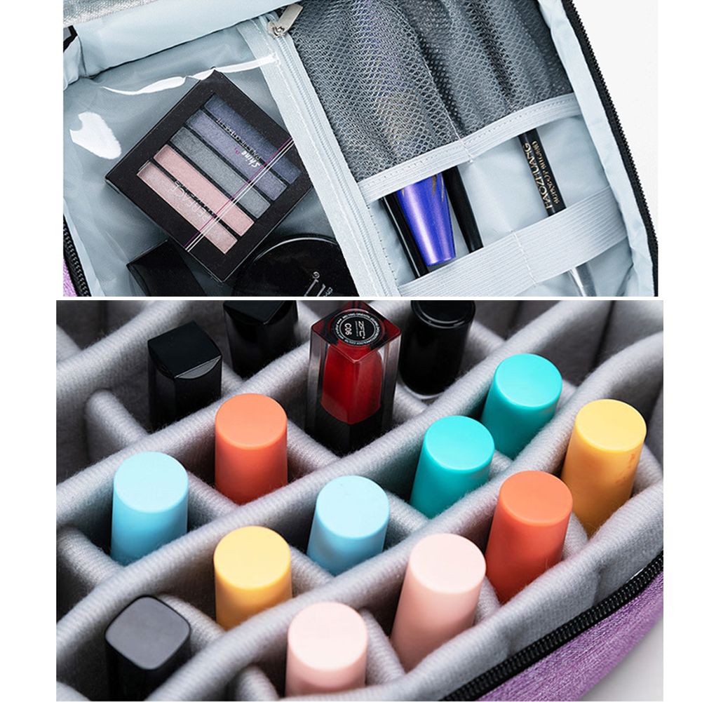Nail Polisher Storage Bag Portable Manicure Tools Bag Double Layer Large Capacity Perfume Lipstick Organizer for Travel Daily