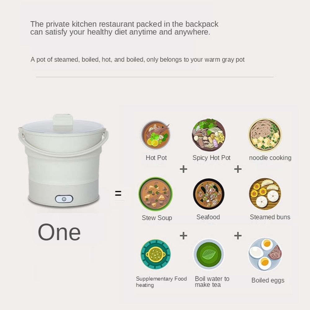 Folding Electric Cooker 110V / 220V Multicooker Hot Pot Food Steamer Cooking Machine Noodle Multi Cooker For Travel мультиварка