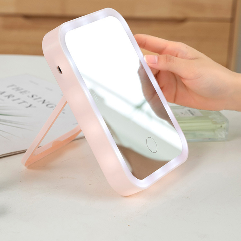 LED Face Makeup Mirror With Lights Adjustable Touch Screen Cosmetic Mirror Desktop Beauty Vanity Mirrors Folding Desktop Mirror