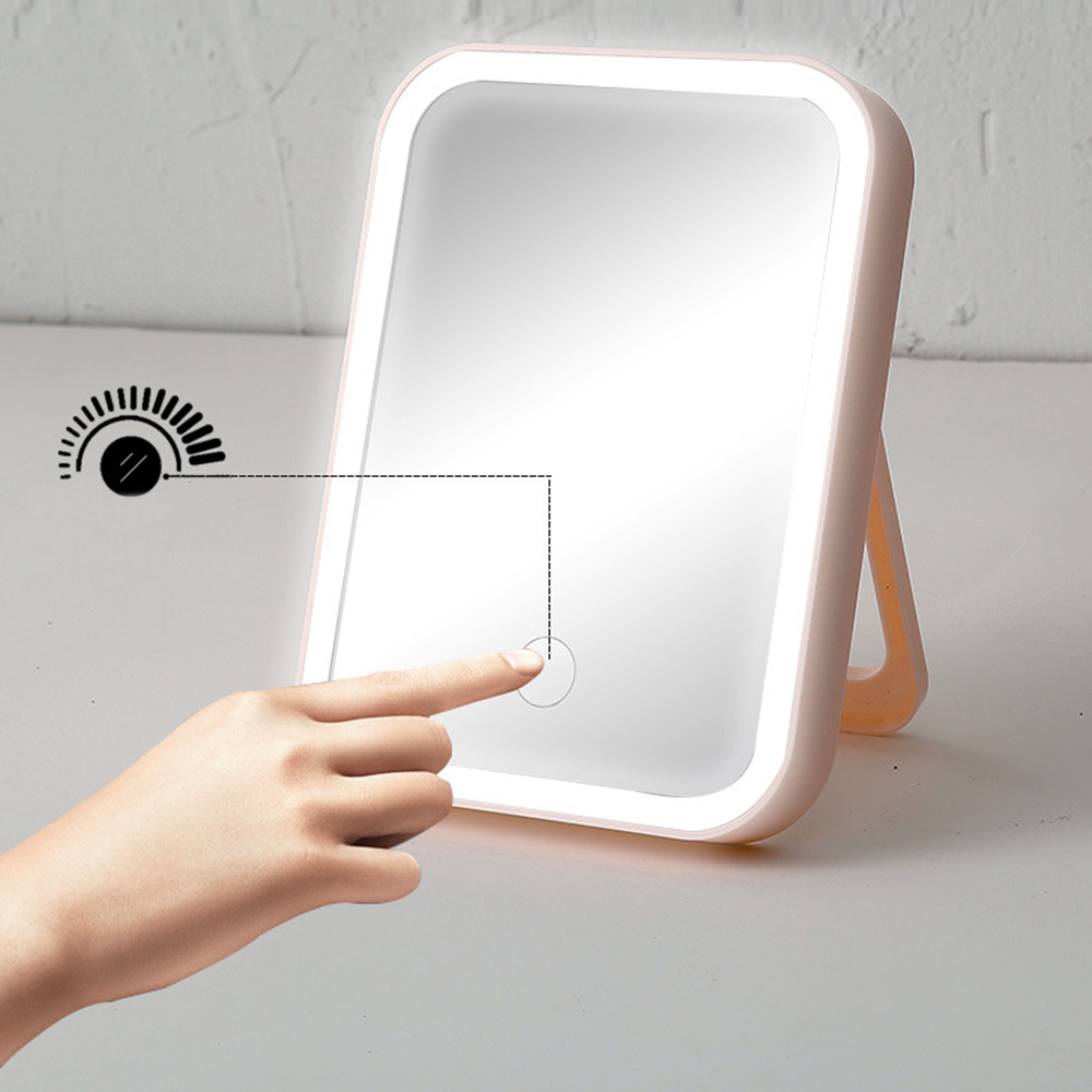 LED Face Makeup Mirror With Lights Adjustable Touch Screen Cosmetic Mirror Desktop Beauty Vanity Mirrors Folding Desktop Mirror