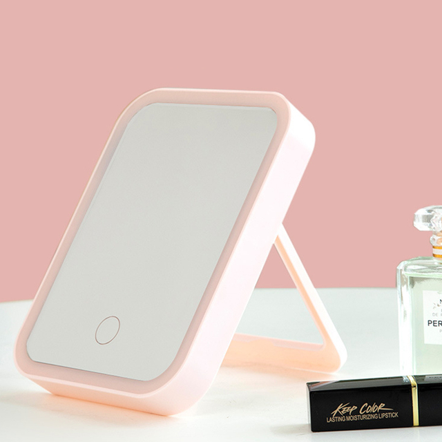 LED Face Makeup Mirror With Lights Adjustable Touch Screen Cosmetic Mirror Desktop Beauty Vanity Mirrors Folding Desktop Mirror
