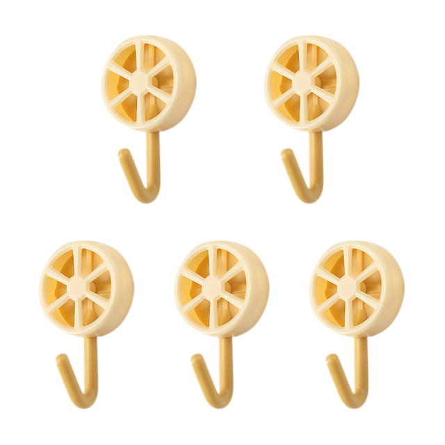 5pcs Bathroom Hook Wall Mounted Lemon-shape Key Holder Hooks Strong Self-adhesive Home Organizers for Family Kitchen Supplies