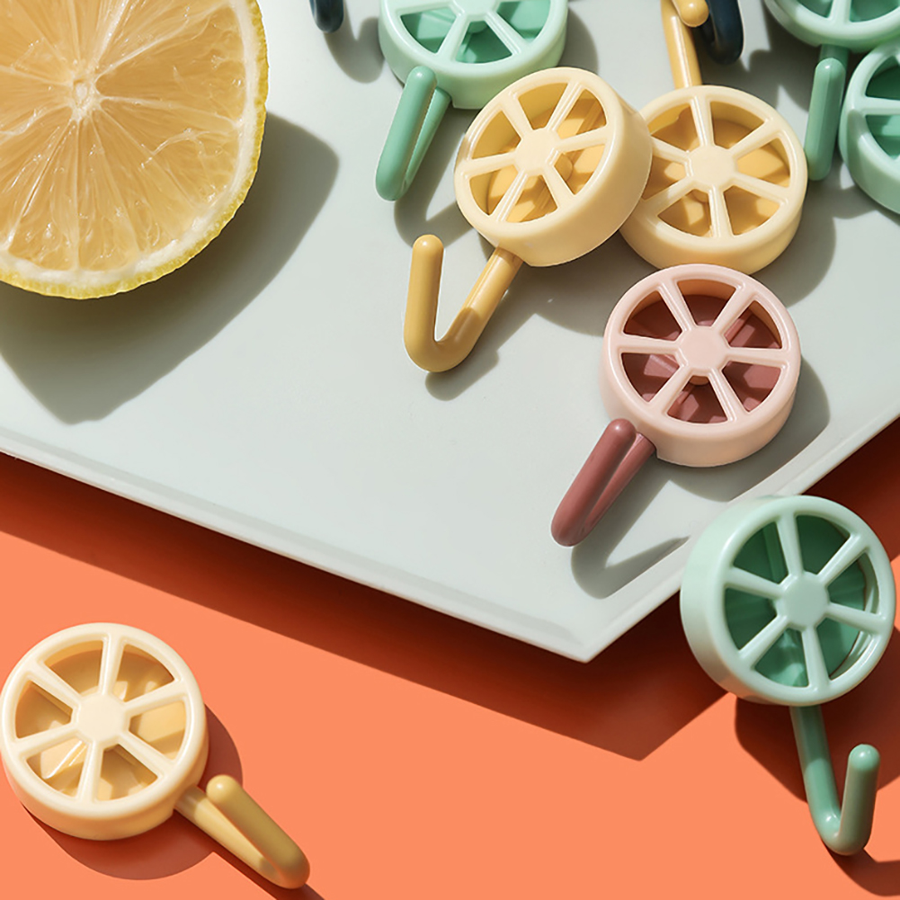 5pcs Bathroom Hook Wall Mounted Lemon-shape Key Holder Hooks Strong Self-adhesive Home Organizers for Family Kitchen Supplies