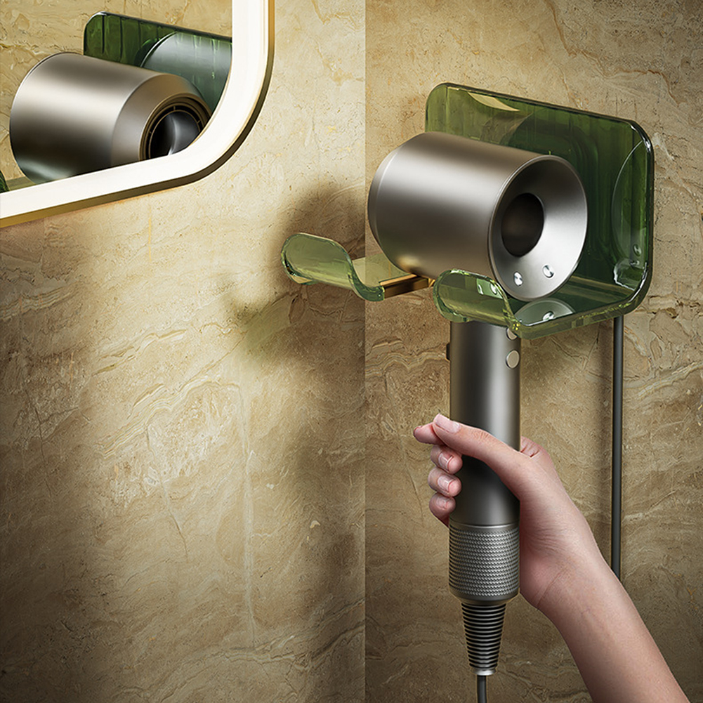 Wall Mounted Hair Dryer Storage Shelf Self-adhesive Punch Free Organization Shelves Anti-corrosion Waterproof for Home Washroom