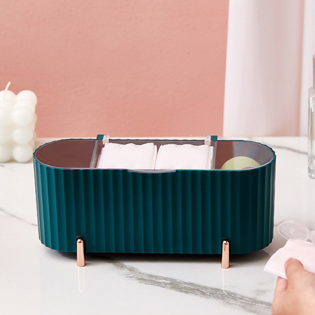 Plastic Desktop Storage Box Dust-proof with Cover Makeup Organizer Eliminate Clutter Countertop Display Cases for Dressing Table