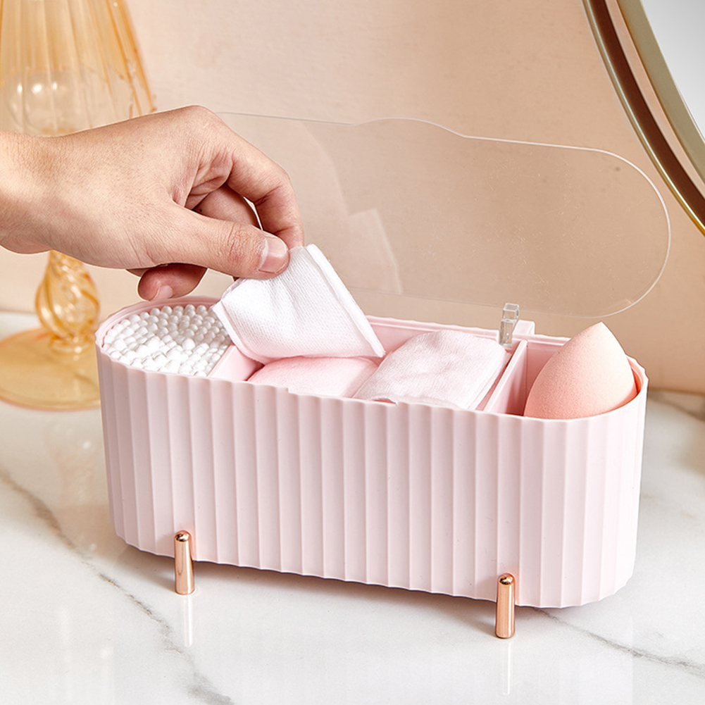 Plastic Desktop Storage Box Dust-proof with Cover Makeup Organizer Eliminate Clutter Countertop Display Cases for Dressing Table