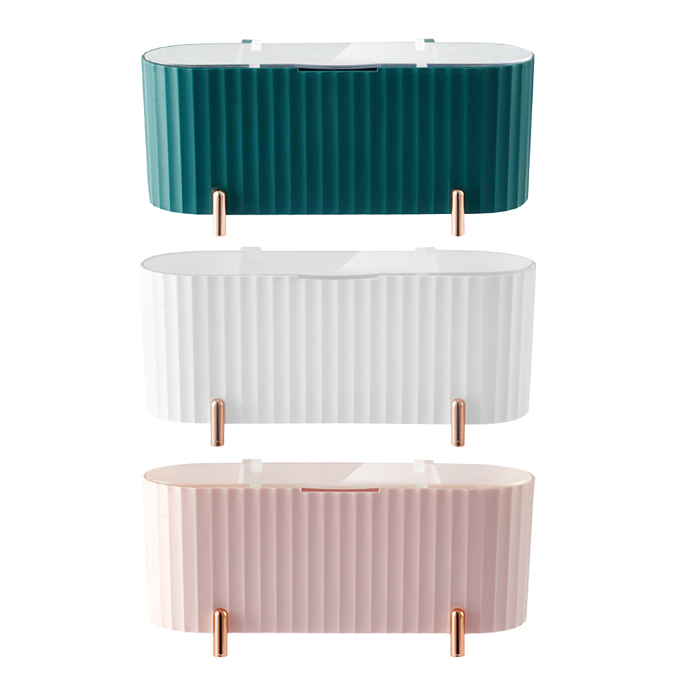 Plastic Desktop Storage Box Dust-proof with Cover Makeup Organizer Eliminate Clutter Countertop Display Cases for Dressing Table