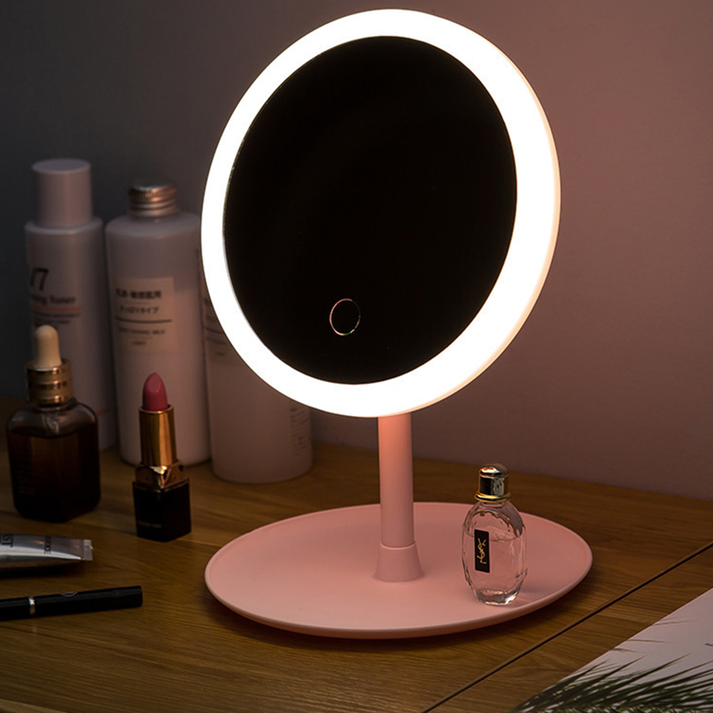 LED Beauty Makeup Mirror With Light Lamp Touch Screen Desktop Cosmetic Mirror Light Vanity Adjustable USB Charging Vanity Mirror