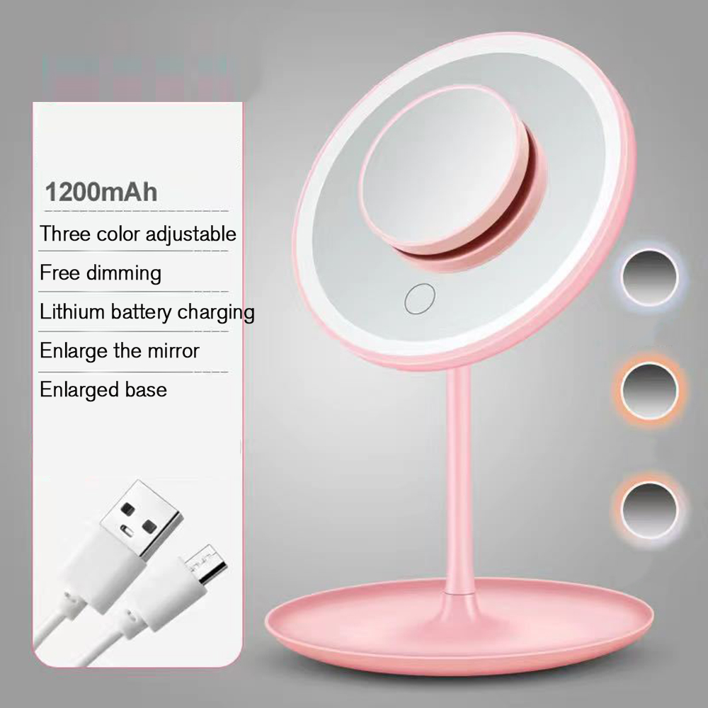 LED Beauty Makeup Mirror With Light Lamp Touch Screen Desktop Cosmetic Mirror Light Vanity Adjustable USB Charging Vanity Mirror