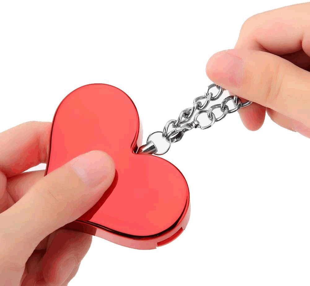 Stick drill heart-shaped female personal alarm Anti-wolf Alarm Woman Night Running Sports Self-defense Alarm Elderly Children Anti-lost Self-rescuer Key Chain Alarm