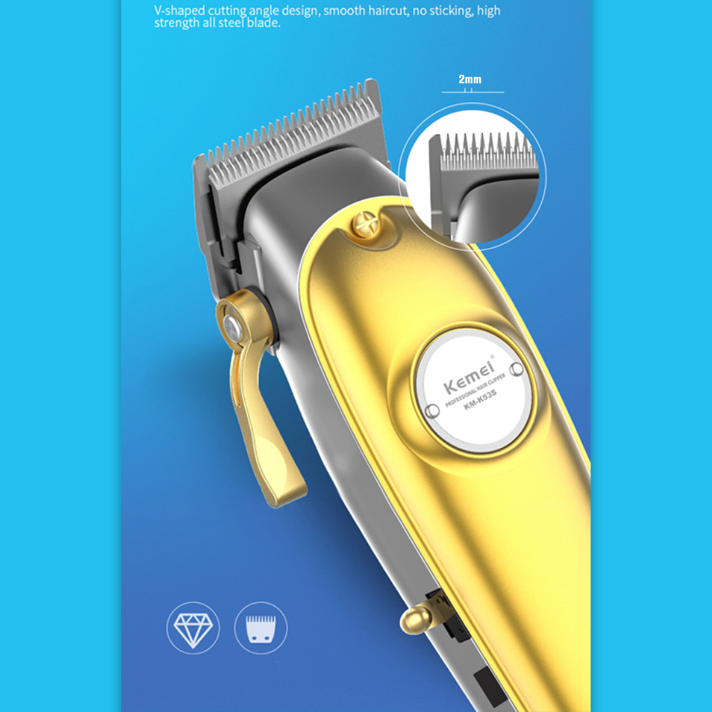 Kemei Hair Trimmer Man USB Rechargeable Hair Clipper Oil Head Carving Hair Line Clipper Haircut Lcd Display Electric Hair Cutter