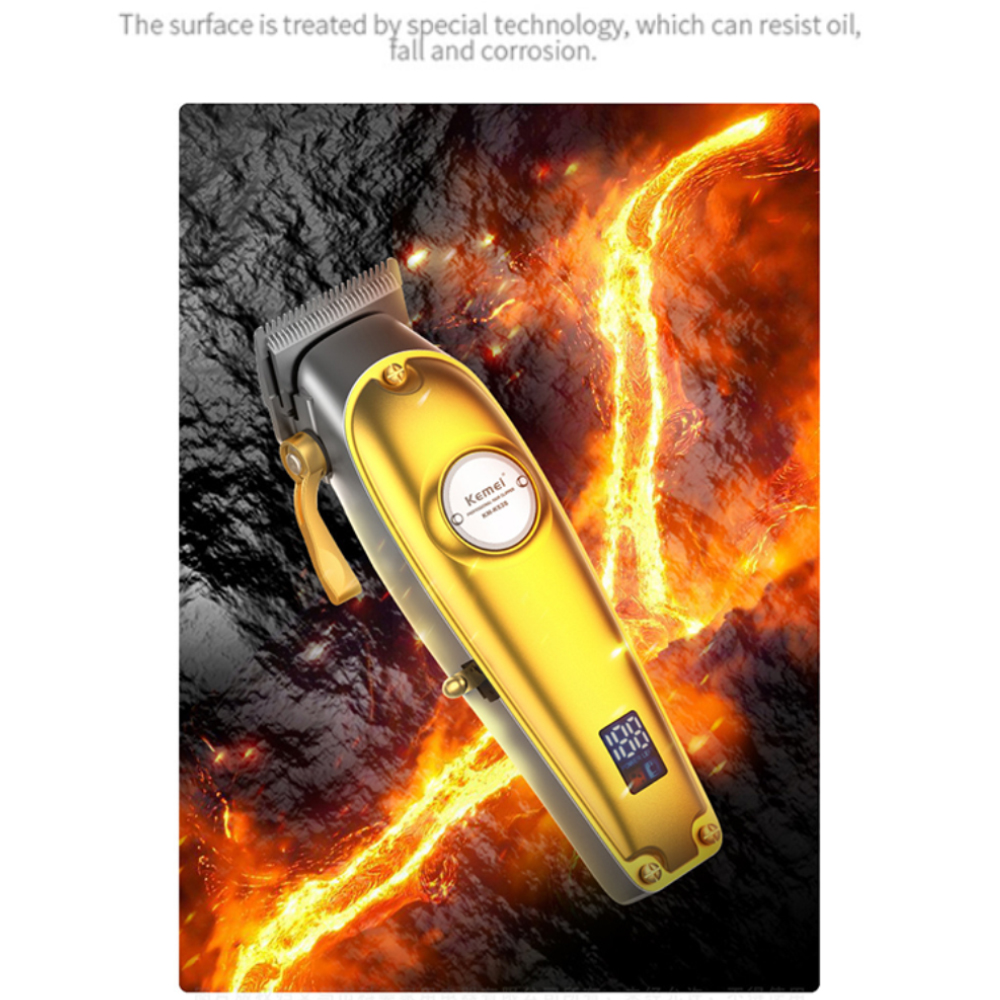 Kemei Hair Trimmer Man USB Rechargeable Hair Clipper Oil Head Carving Hair Line Clipper Haircut Lcd Display Electric Hair Cutter