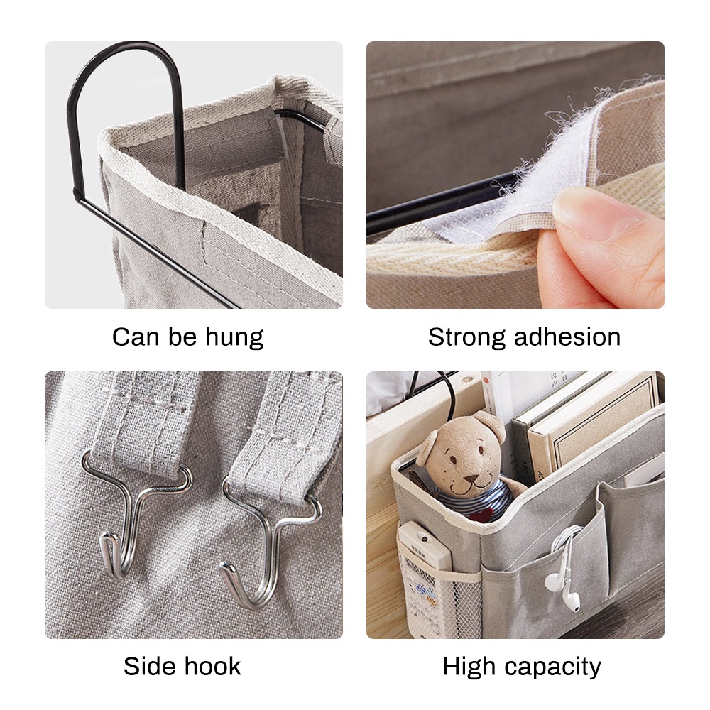 Bedside Hanging Organizer Pocket Storage Bag Wardrobe organizer Canvas Bedroom Bathroom Magazine tote Storage Organizador Pouch