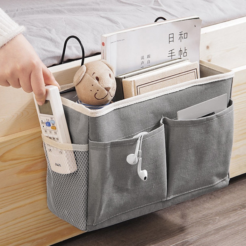 Bedside Hanging Organizer Pocket Storage Bag Wardrobe organizer Canvas Bedroom Bathroom Magazine tote Storage Organizador Pouch