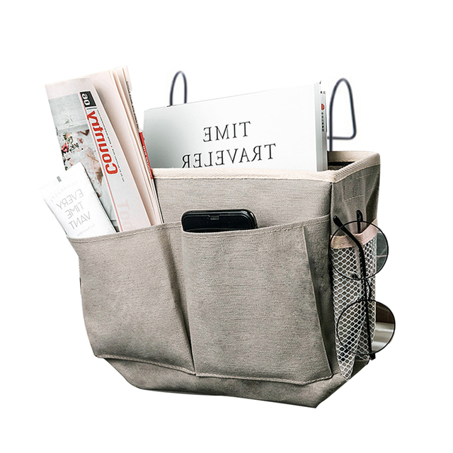 Bedside Hanging Organizer Pocket Storage Bag Wardrobe organizer Canvas Bedroom Bathroom Magazine tote Storage Organizador Pouch